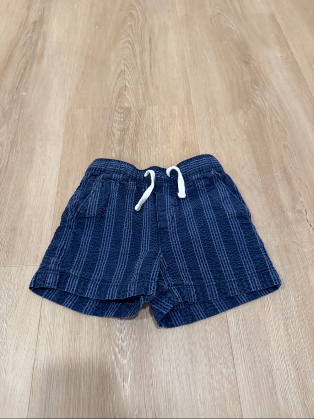Janie and Jack Navy Blue Striped Drawstring Shorts